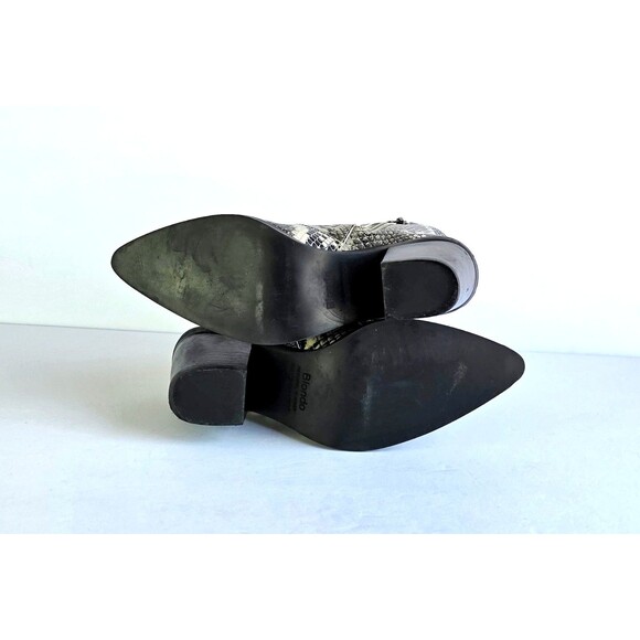 BLONDO Que Waterproof Leather Snake Print Heeled Booties Cream Black Sz 6 B7120 - Picture 11 of 13